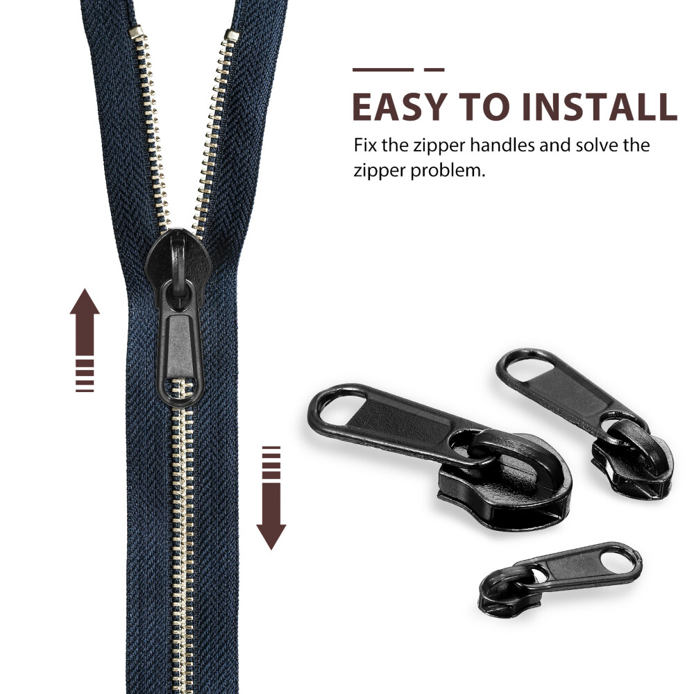 18Pcs Zipper Sliders Metal Pull Sliders Zippers Puller Replacement Repair Kit