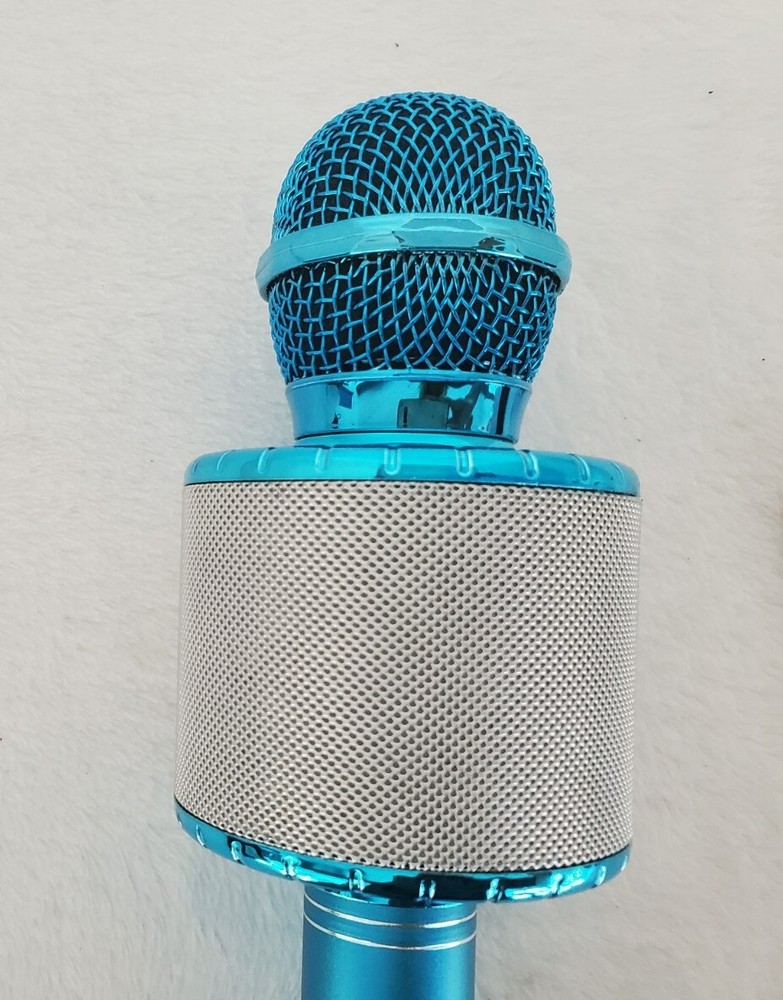 Blue Karaoke Microphone Wireless And Bluetooth With LED Lightning
