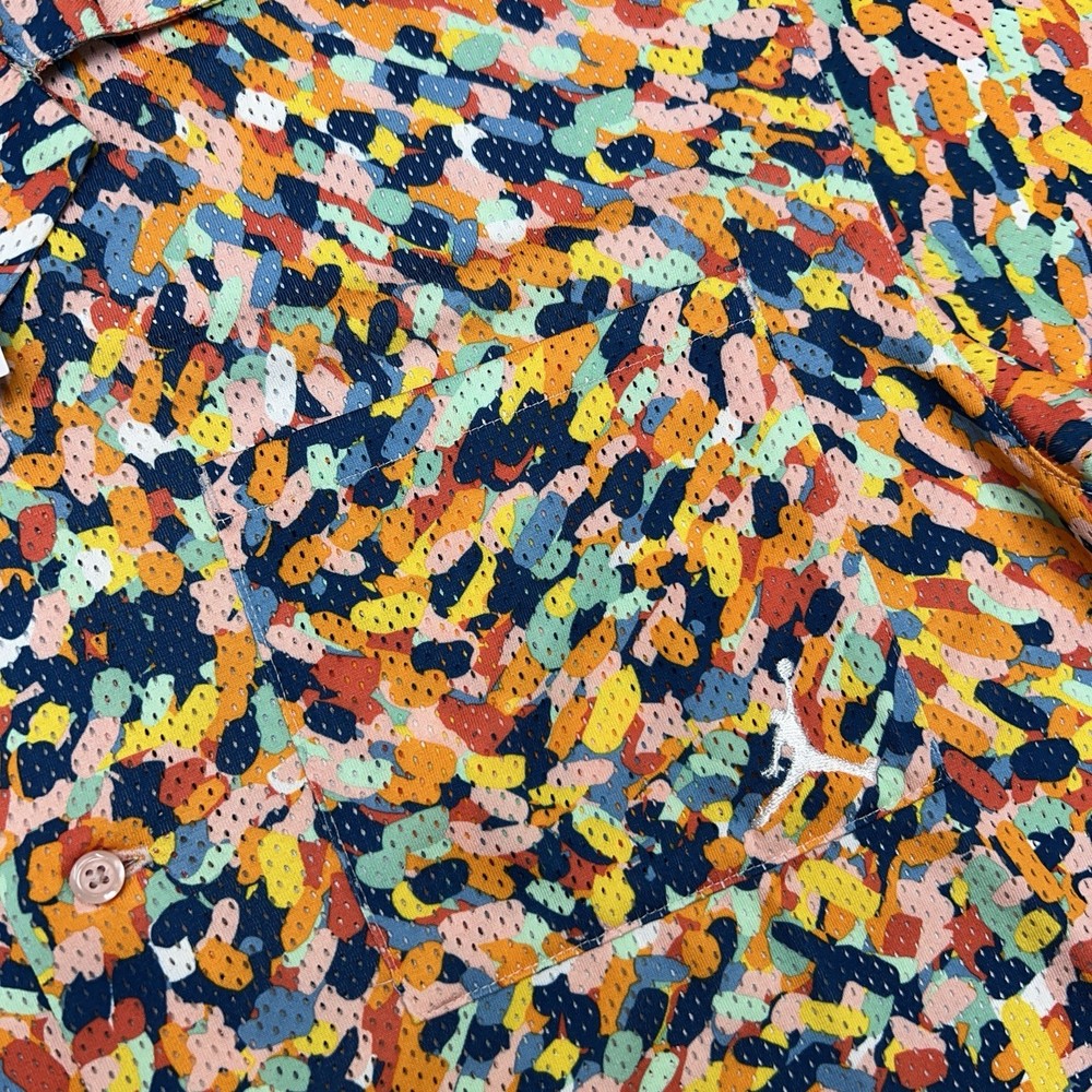 Jordan Button Up Shirt Medium Mens Multicolor Essentials Poolside Short Sleeve