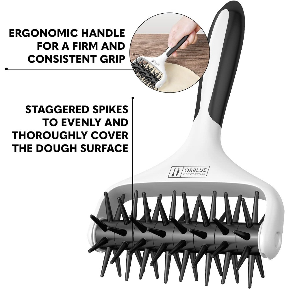 Pizza Dough Docker Pastry Roller with Spikes Professional Kitchen Tool Prevents