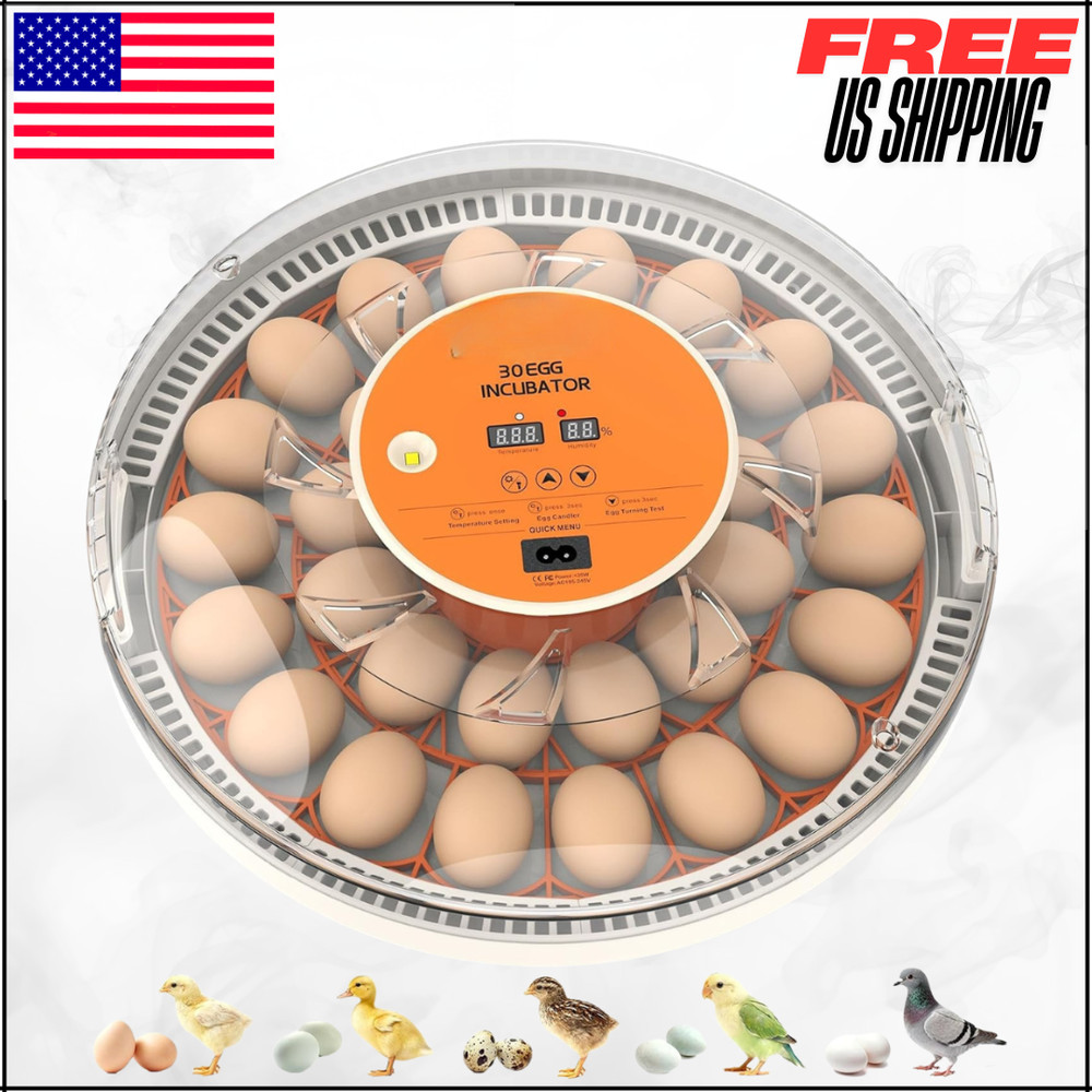 Automatic Egg Incubators W/ Turner Temperature Control LED Candling 360° 30 Egg