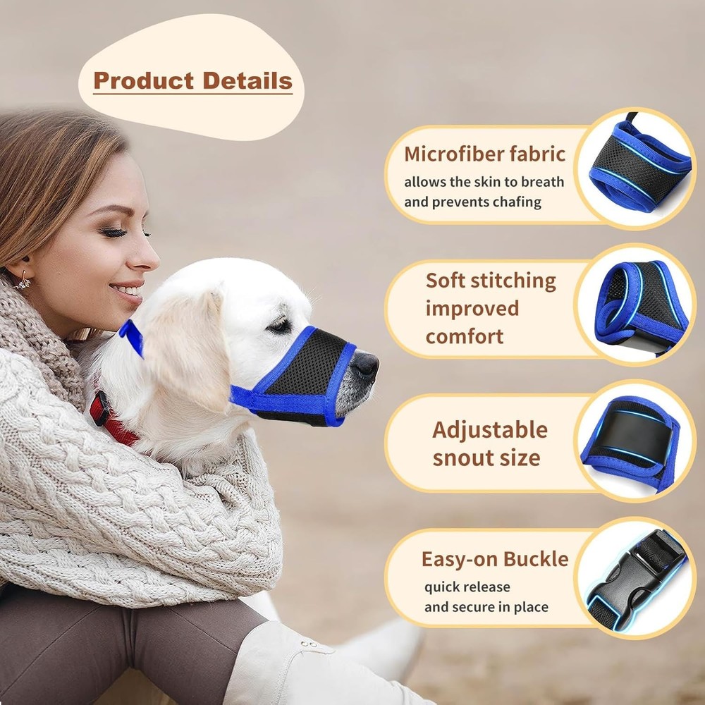 Dog Muzzle,Soft Nylon Muzzle Anti Biting Barking Chewing,Air Mesh Breathable ...