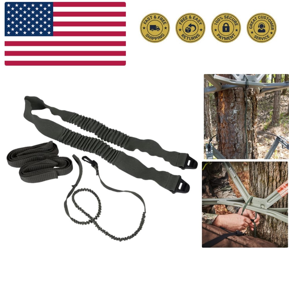 Adjustable Black Shoulder & Tether Straps with Shock Absorption for Treestands