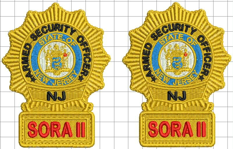 SORA II EMBROIDERY PATCH 3.75''X3  hook on back BLK/GOLD