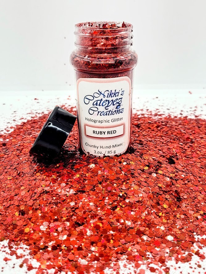 Holographic Chunky Red Glitter - Ruby Red 3 oz.