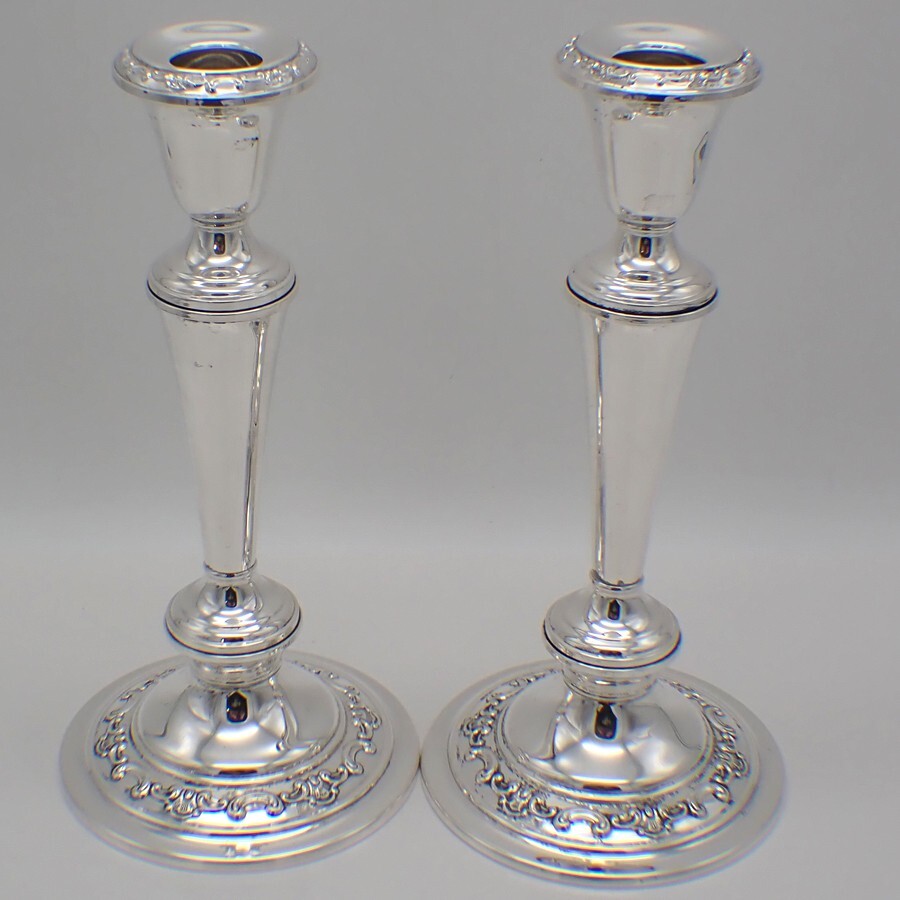 Strasbourg Convertible Candlesticks Pair Gorham Sterling Silver 1897