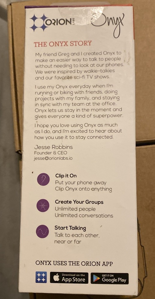 Orion Onyx push-to-talk bluetooth accessory set