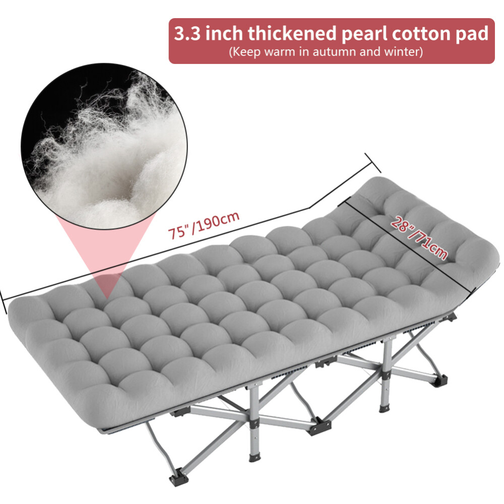 Camping Cot Double Layer 1200D Folding Bed Portable With Soft Mattress Carry Bag