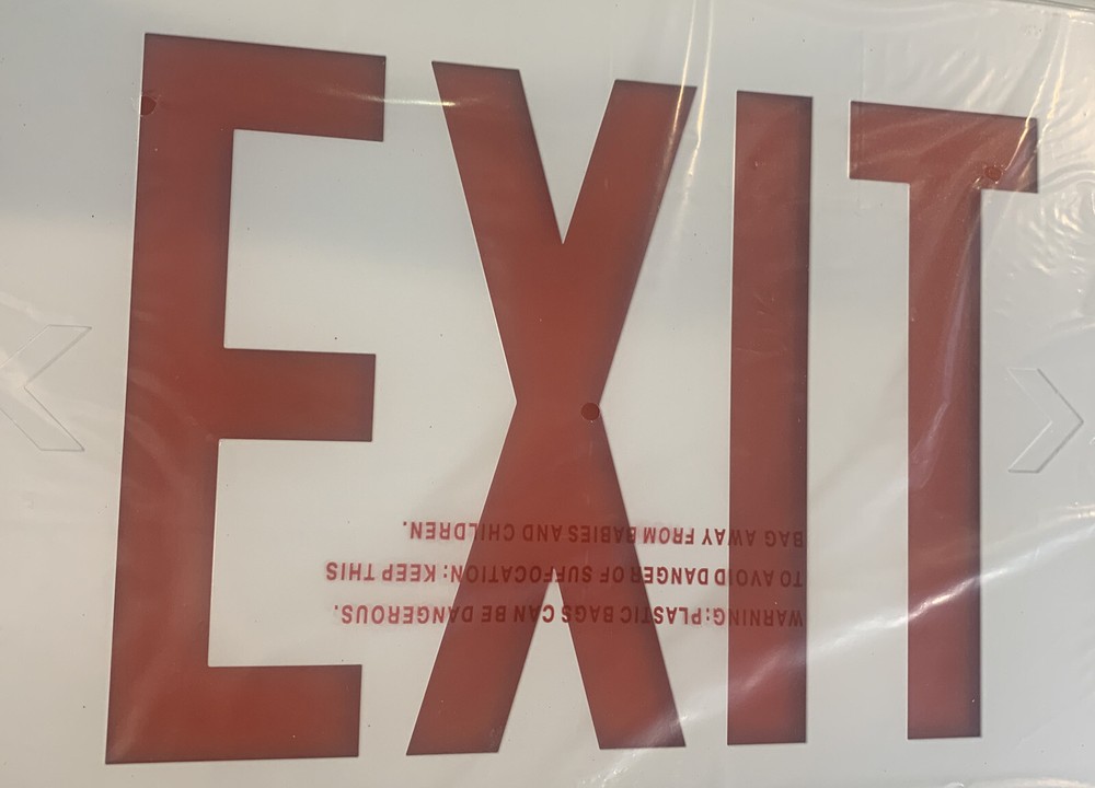 Exit Sign Universal Single/Double Face Red Letters White Housing Battery Backup