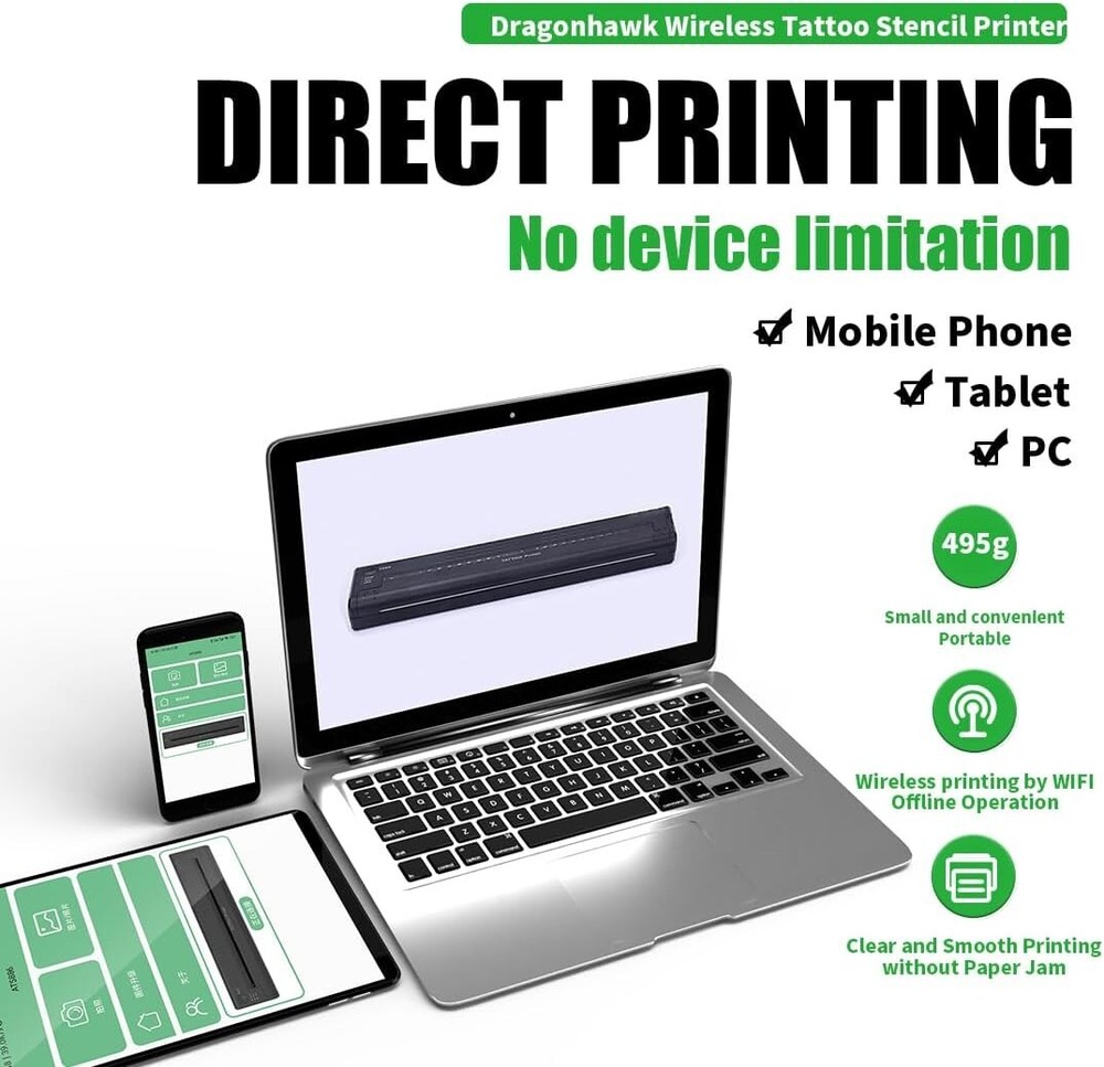 MASTLABS Wireless Tattoo Transfer Stencil Machine Copier Printer Thermal