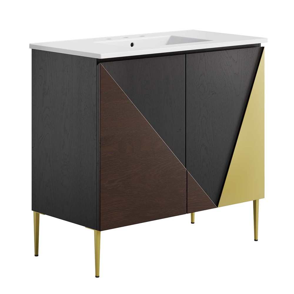 Modway Alchemist 36" Bathroom Vanity in White Black