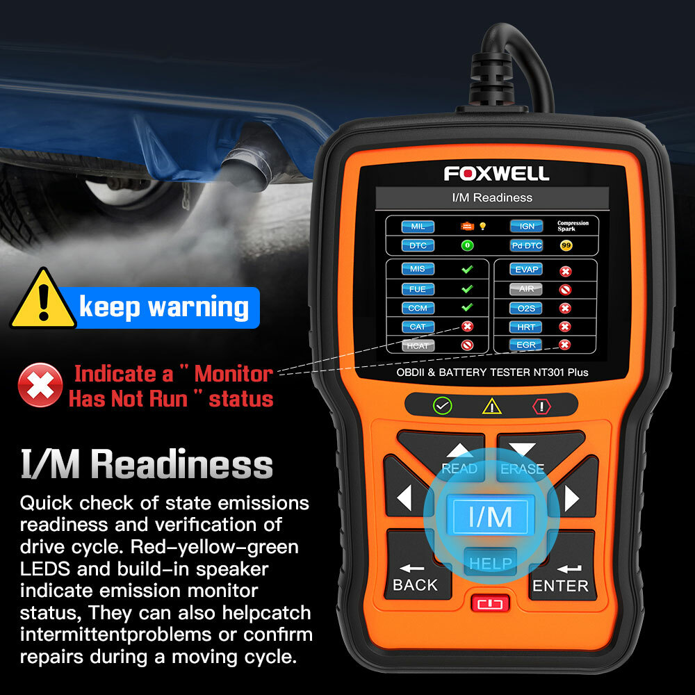 Foxwell NT301 PLUS OBD2 Scanner Code Reader Battery Tester Car Diagnostic Tool