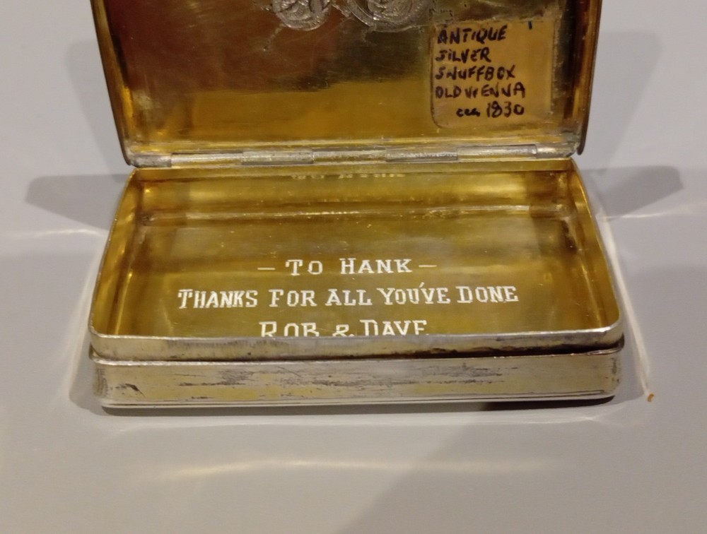 Solid Silver Antique Snuff Box Circa 1830 Vienna Nathan Oppenheim.