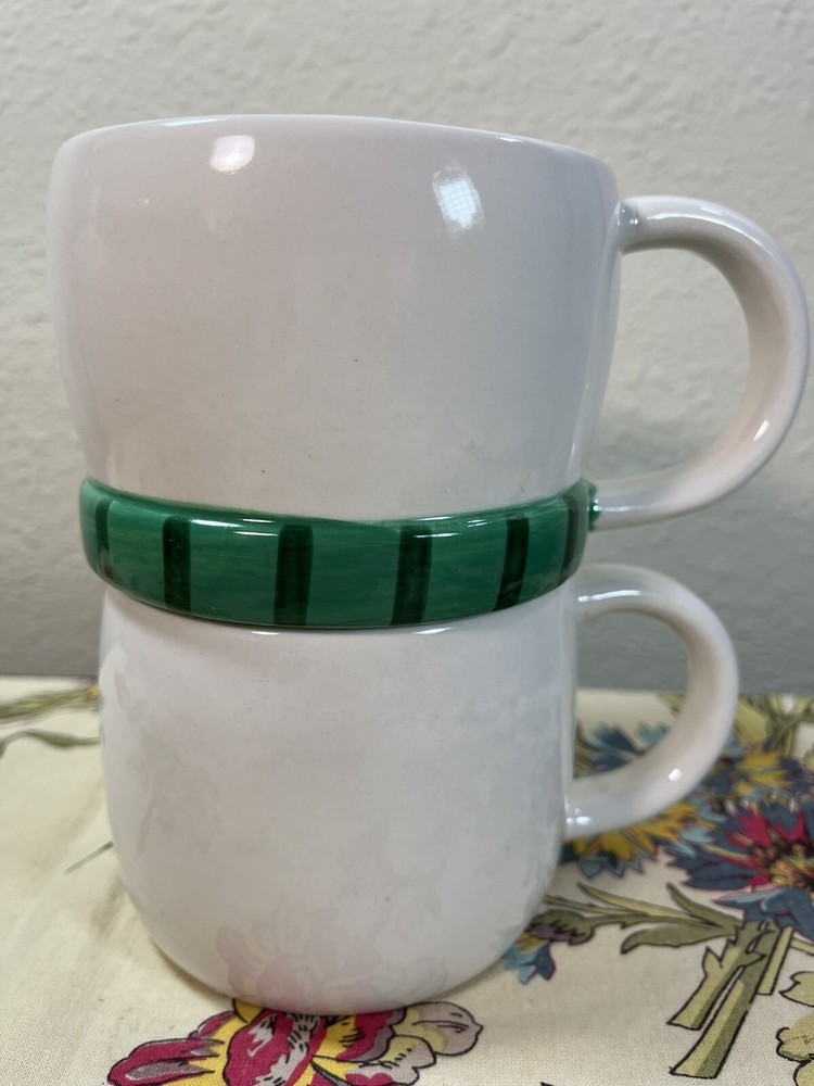 snowman stackable mugs 2 pcs set winter