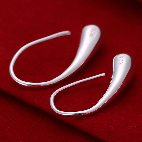 2PCS 925 Sterling Silver Threader Drop Dangle Hook Earrings teardrop hanging