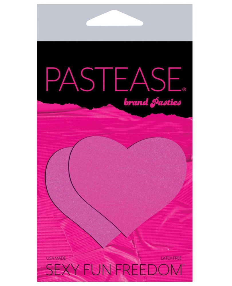 Pastease Basic Heart Black Light Reactive - Neon Pink O/S Nipple Covers
