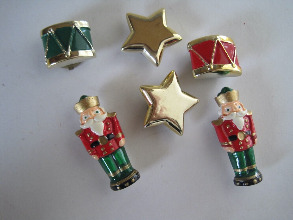 Christmas Drum Star Nutcracker Button Covers Set 6