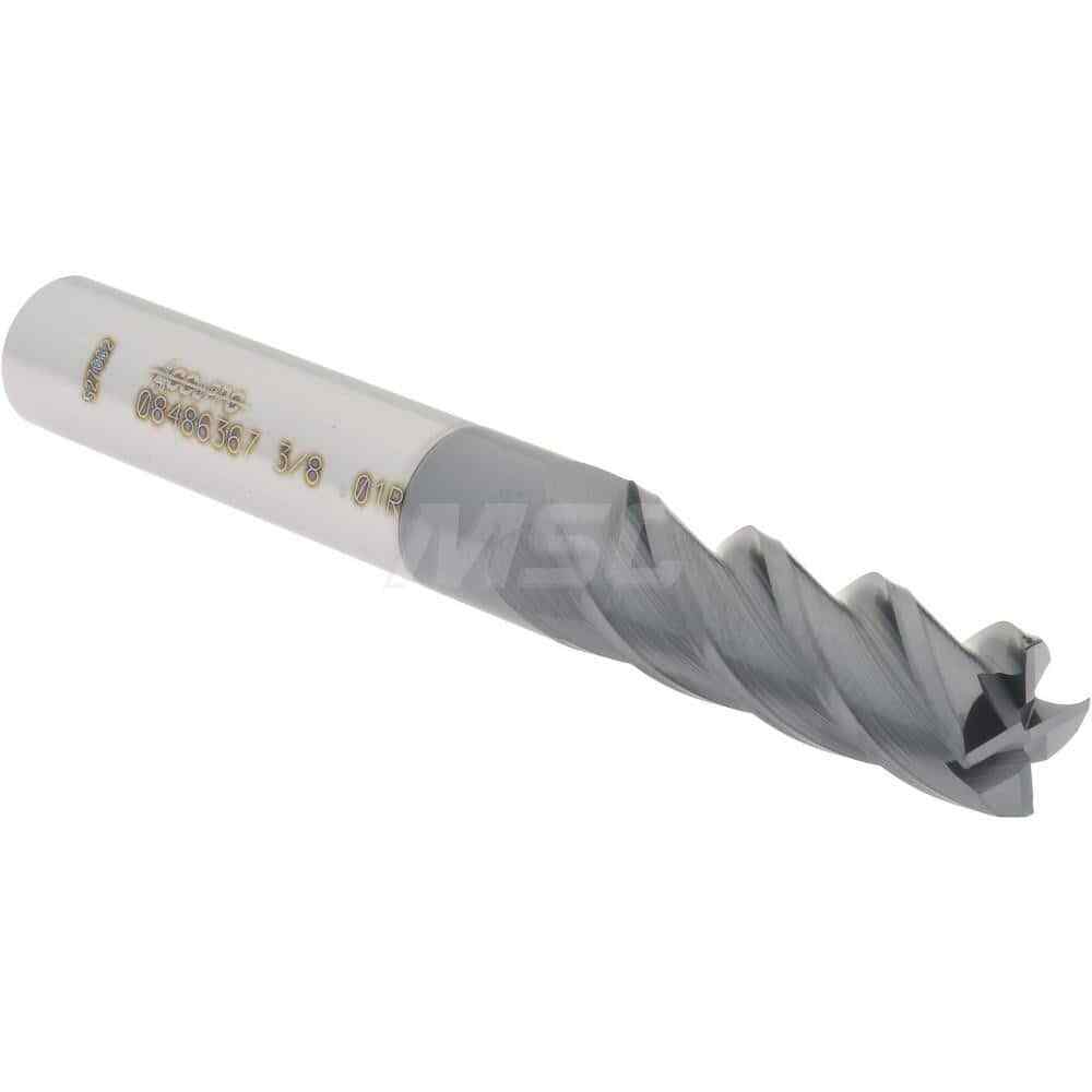 Accupro 3/8" Diam 4 Flute Single End Solid Carbide 0.01" Corner Radius End Mi...