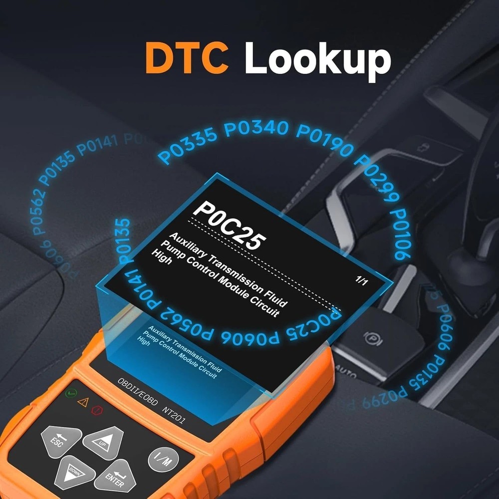 Compact NT201 OBDII Diagnostic Tool - Live Data & Fault Code Reader for All Cars