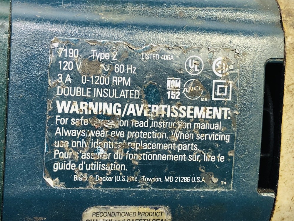 BLACK & DECKER 3/8" Variable Speed Drill Model 7190 Reversible With Chuck