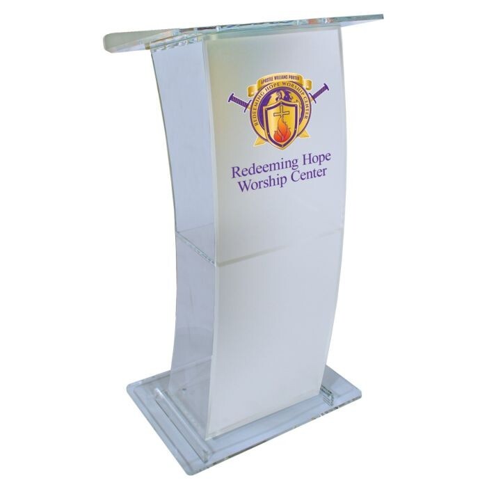 Kingdom Personalized Eclipse Acrylic Lectern with a Frosty Finish