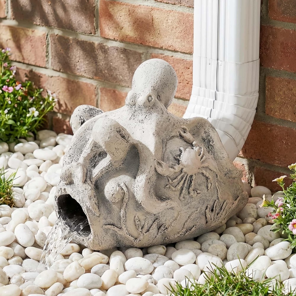 Octopus Gutter Diverter, Rain Gutter Extender, Eco-Friendly Resin Sculpture