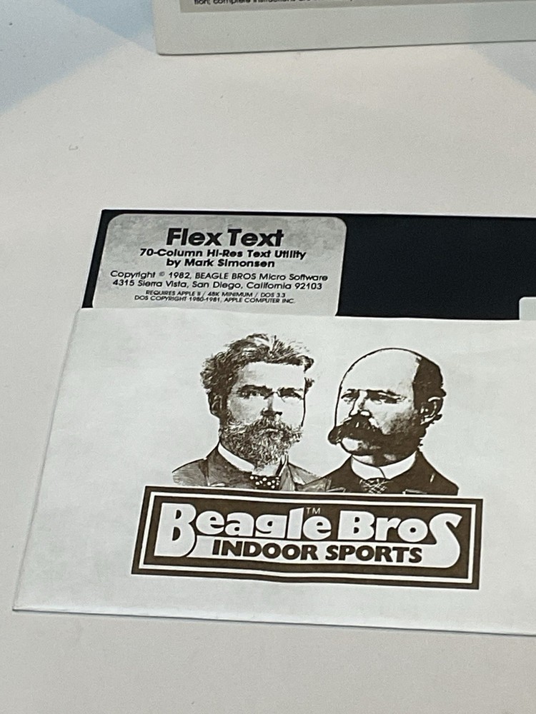 Vintage Apple II Plus IIe Software Beagle Bros Flex Text