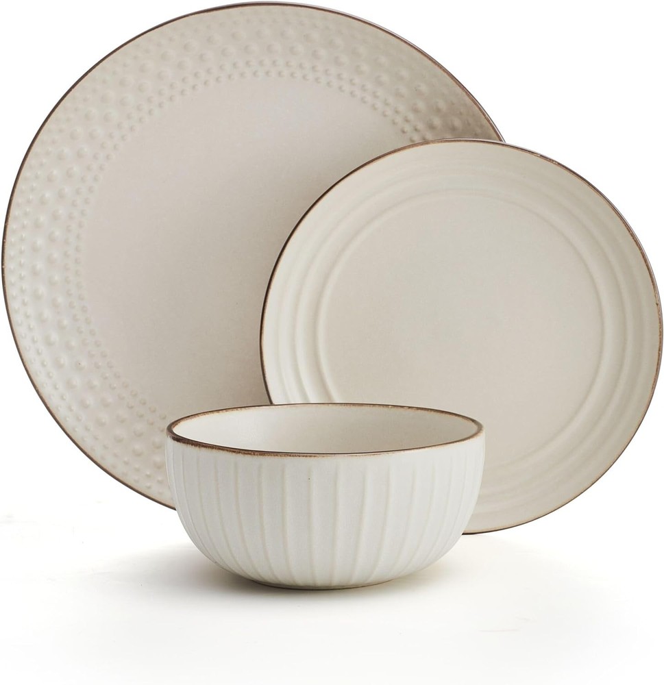 pfaltzgraff Janelle 12 Pc Dinnerware Beige—-Item Missing One Bowl