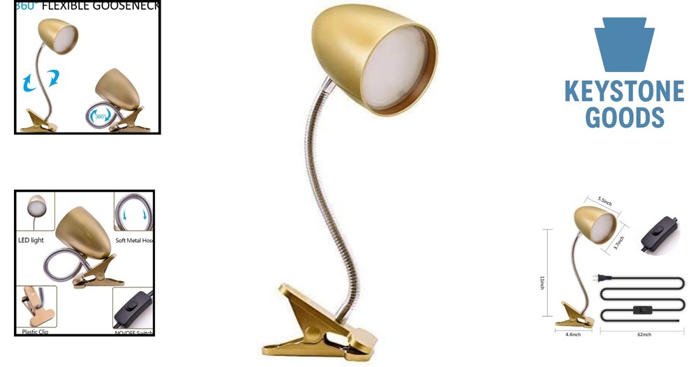 Adjustable LED Clip-On Reading Light for Bed & Desk – Eye-Care, Non-Dimmable,...