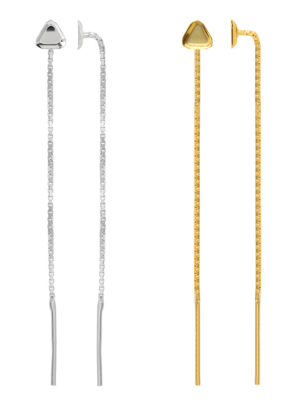 Sterling Silver Long Studs Pull Through Threader Earrings for Gluing 4841 4mm