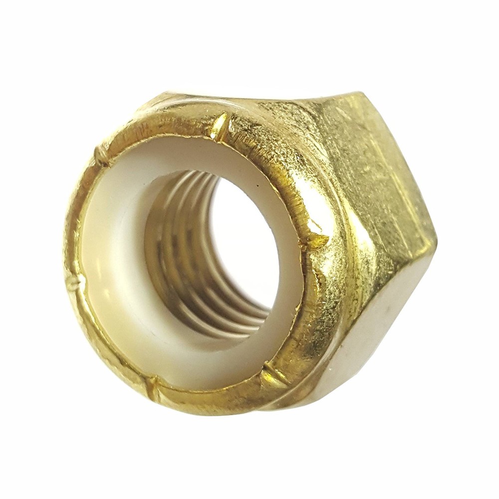 1/2-13 Solid Brass Hex Locknut Nylon Insert Elastic Stop Lock Nuts Qty 50