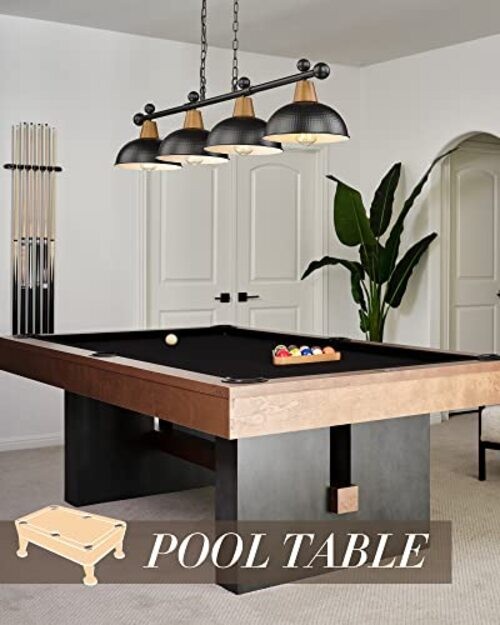 4-Light Pool Table Lights for 7ft/8ft Table, 48" Modern Billiard Llight Black