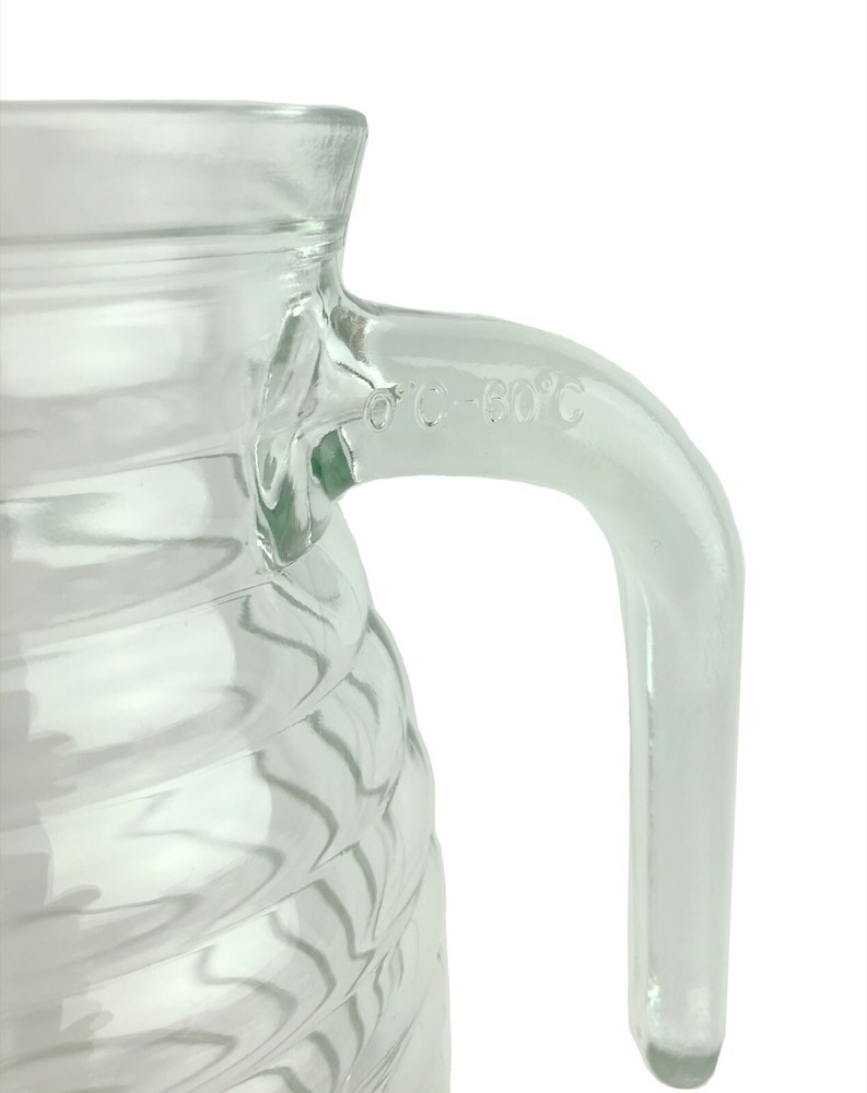 Ringed Ringware Clear Glass Fridge Pitcher Arcoroc ?