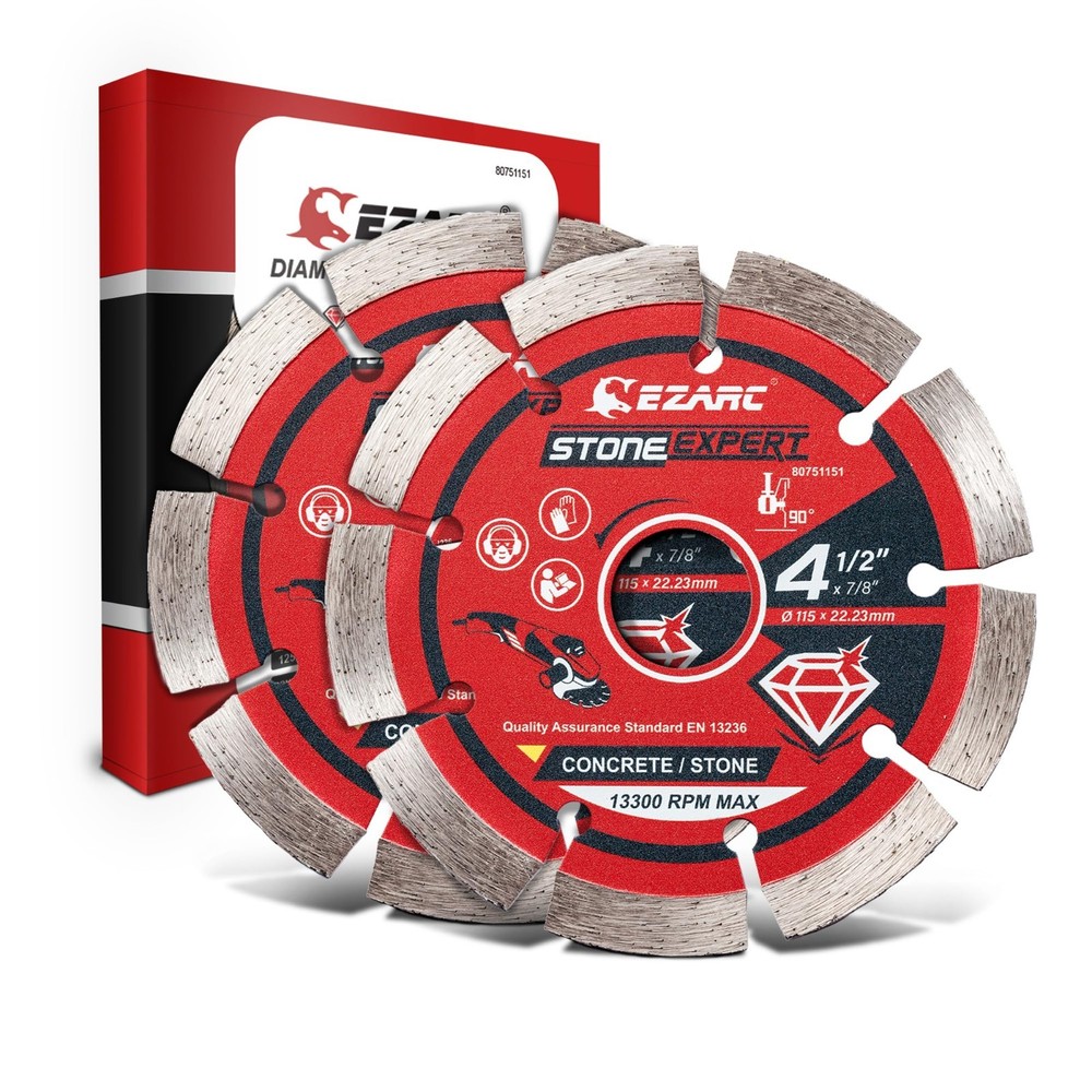 4.5" Segmented Diamond Blade for Angle Grinder - Cut Concrete, Granite, Brick (2