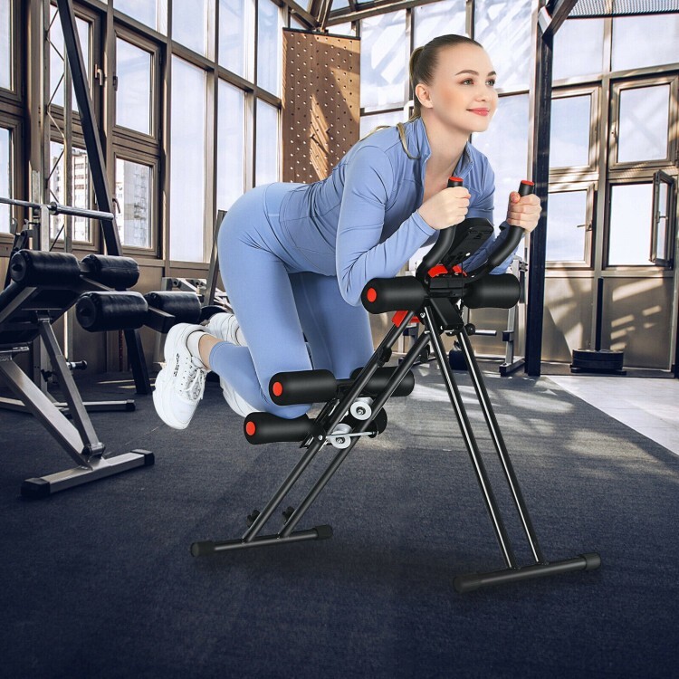 Foldable Core Abdominal Trainer Adjustable AB Crunch Workout Machine LCD Display