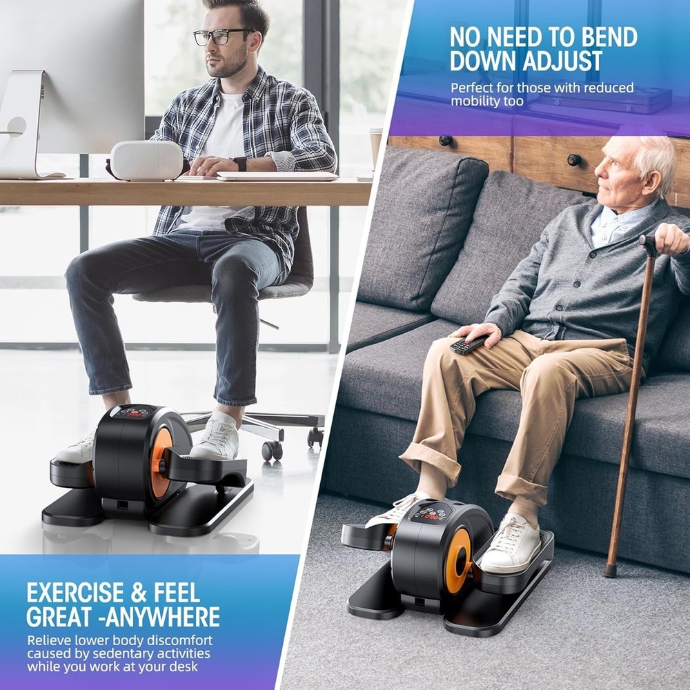 Compact Under Desk Elliptical Machine - 12-Speed Remote Control Leg Exerciser