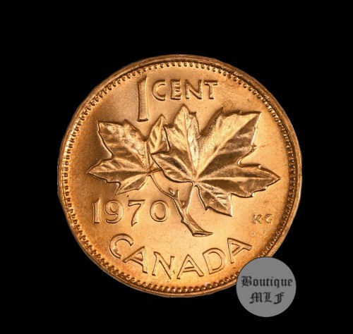 1970 Canada  1 cent uncirculated  coin from roll
