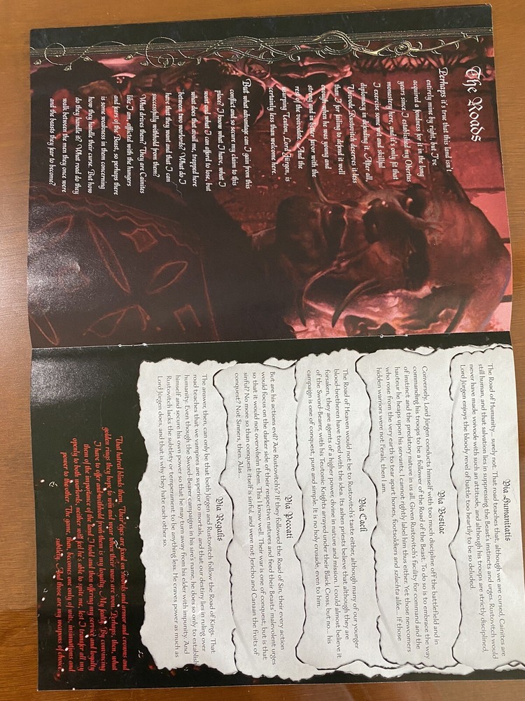 White Wolf Dark Ages Vampire Prerelease Advertising Insert from Scrye Mag 2001