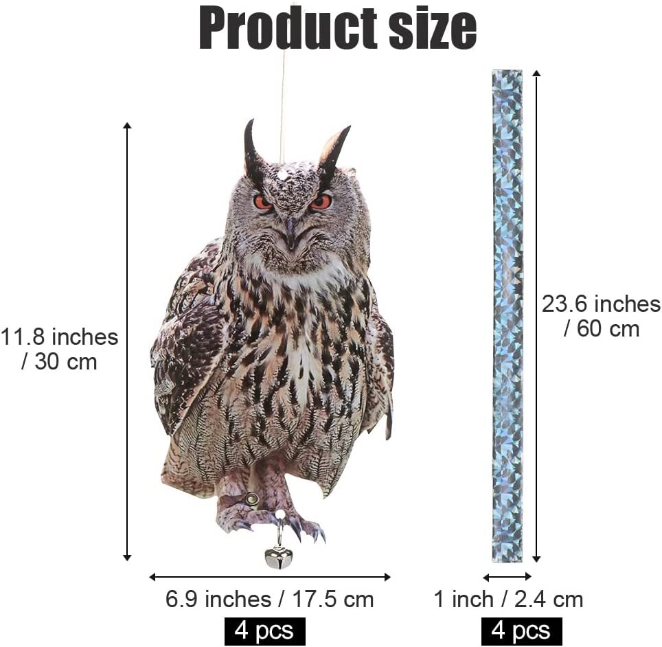 4Pcs Bird Scare Reflective Hanging Decoration, Effective Bird Control Device