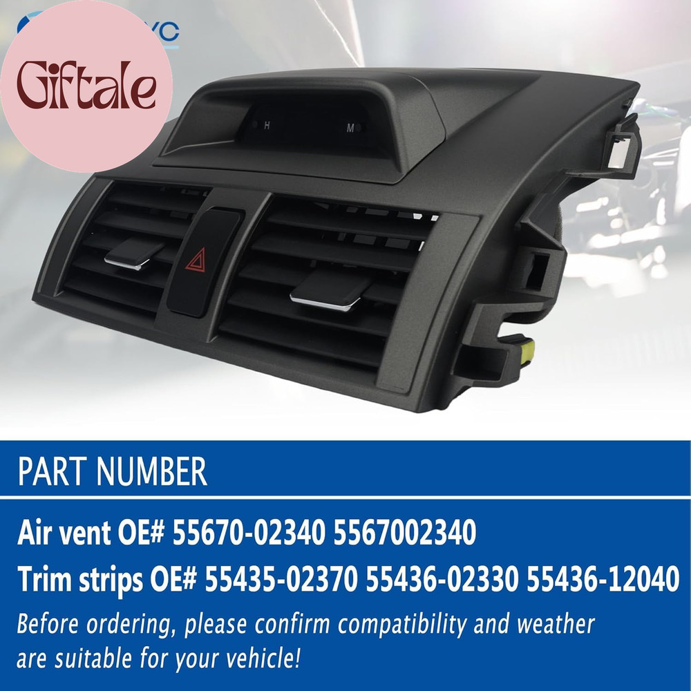 Dashboard Trim Kit Center A/C Vent Panel with Clock + Left/Right Trim Strips Com