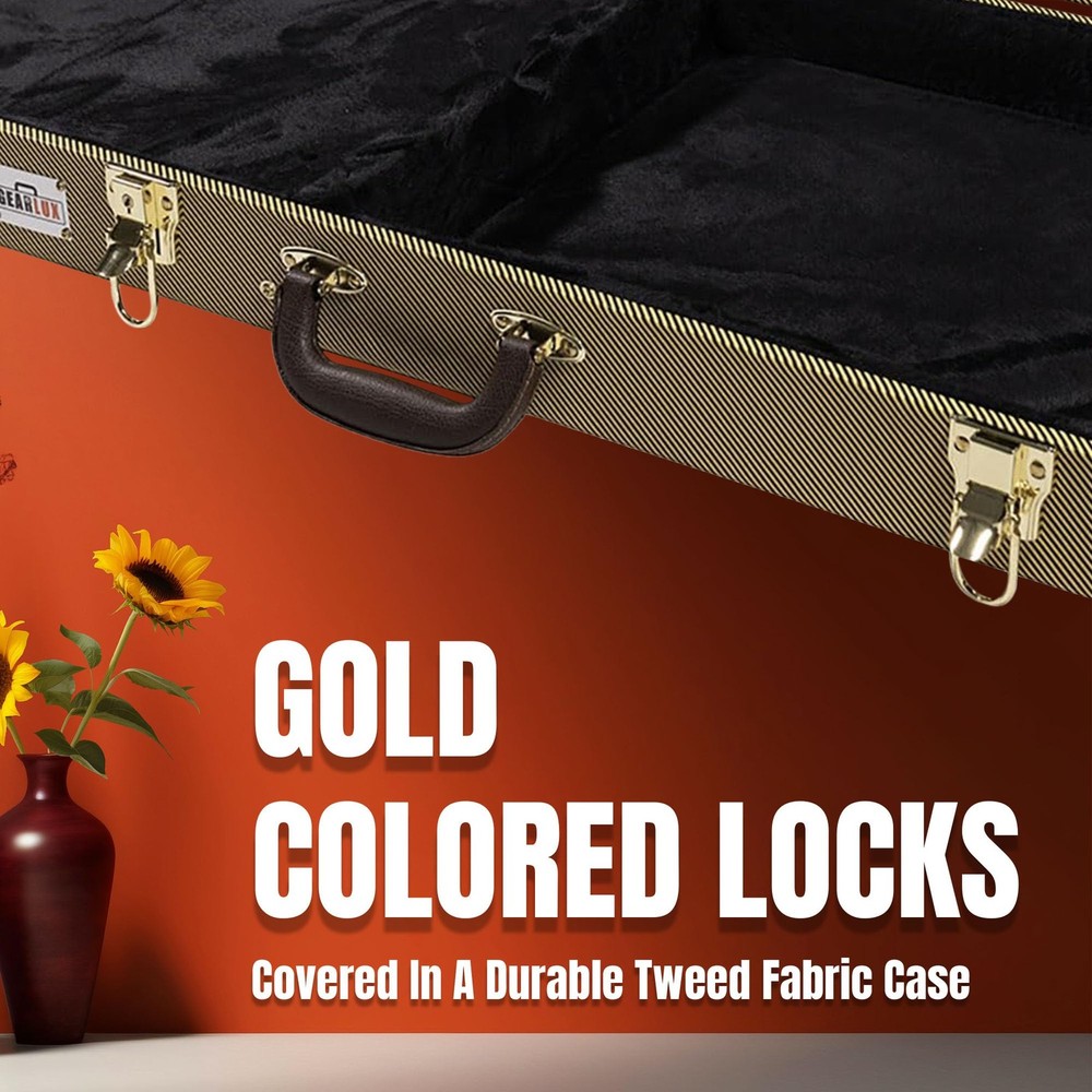 Gearlux Rectangular Electric Guitar Wooden Hard Case - Tweed