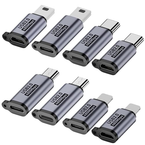 USB C to Micro USB/Mini USB/Lighting Adapter, Light-ning to USB C/Micro USB
