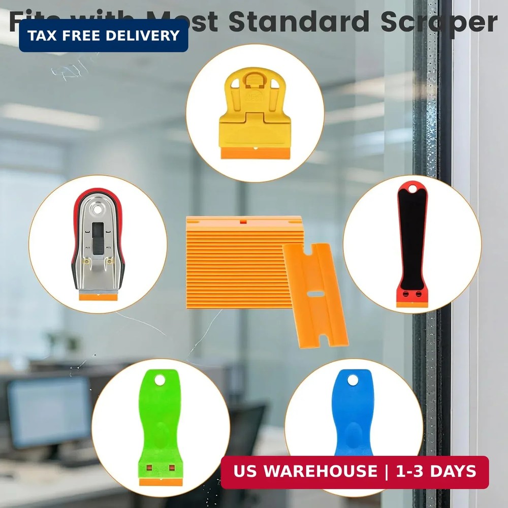 Aleric 200Pieces Plastic Razor Blades, Double Edged Plastic Blade for Scraper, S