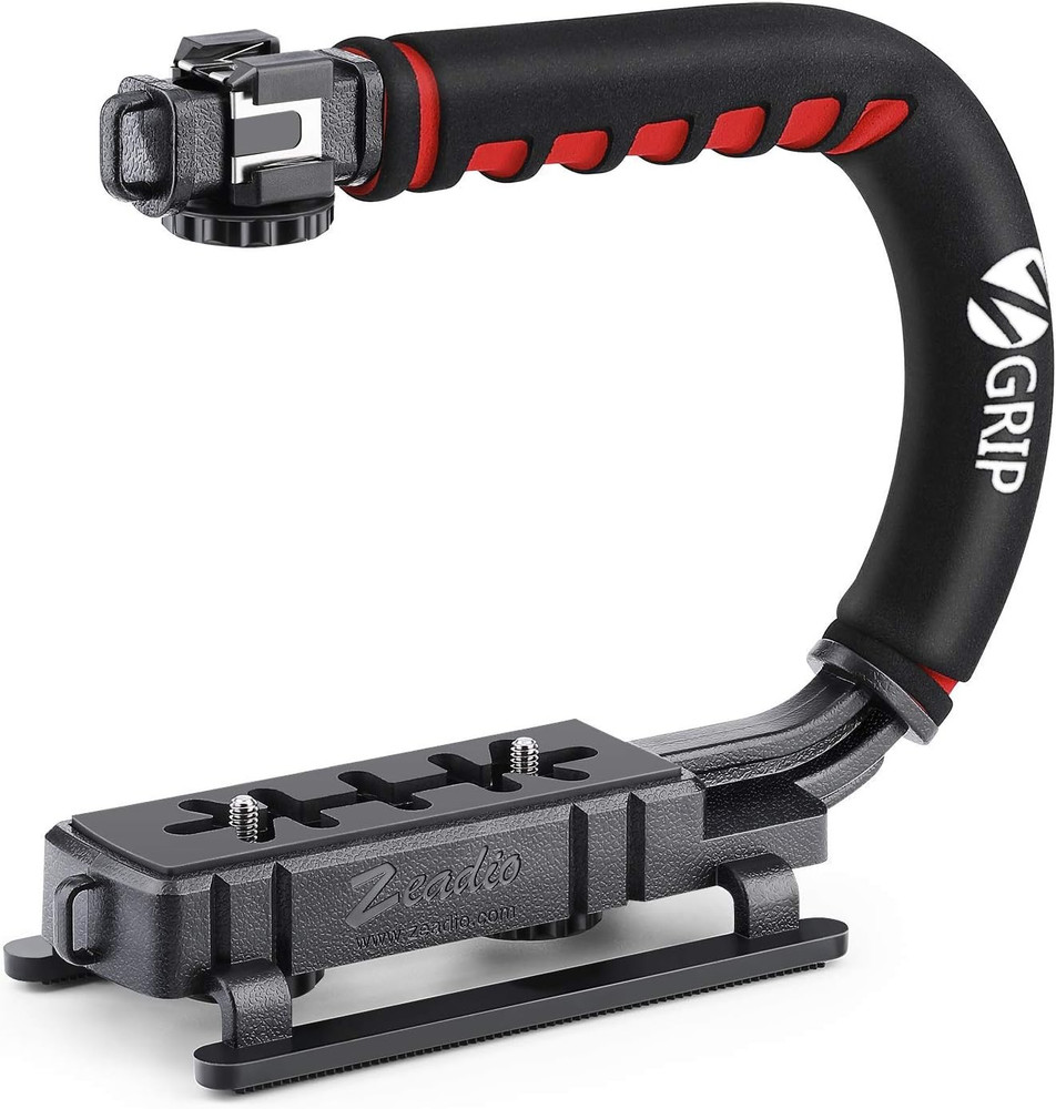 Video Action Stabilizing Handle Grip Handheld Stabilizer with Cold-Shoe Mount