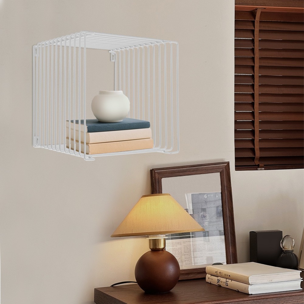 Side Table, Square Geometry Side Table, Linear Metal End Table