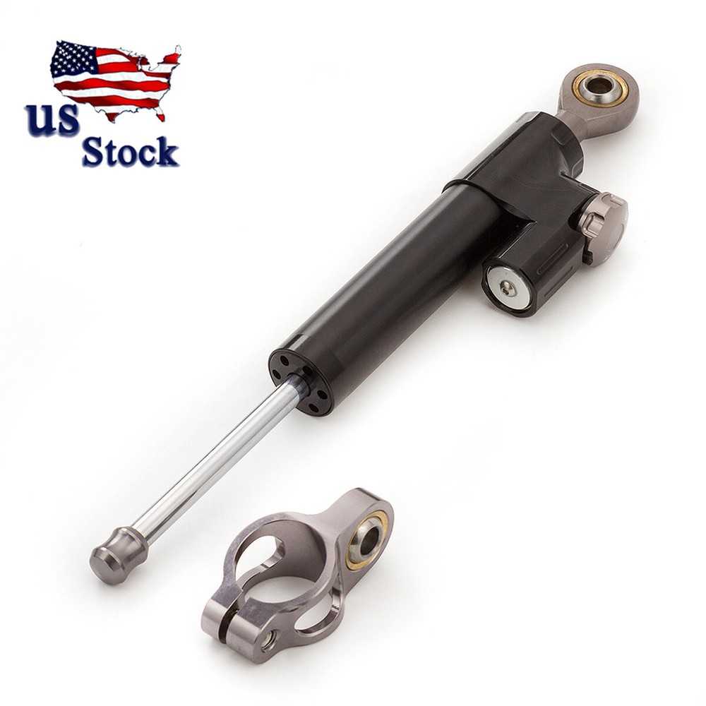 Universal Motorcycle CNC Adjustable Steering Damper Stabilizer Top Black&Gray