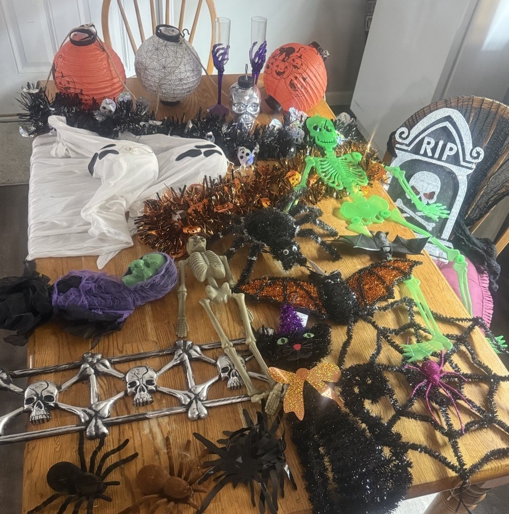 Halloween Props & Decorations Lot - Spiders, Bats, Ghosts, Lanterns