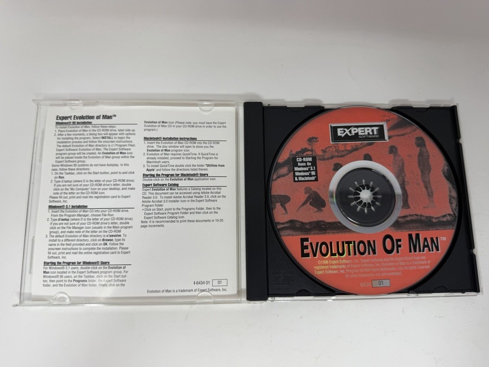 Evolution Of Man Expert Software CD-ROM Windows 95 - MINT Disc!