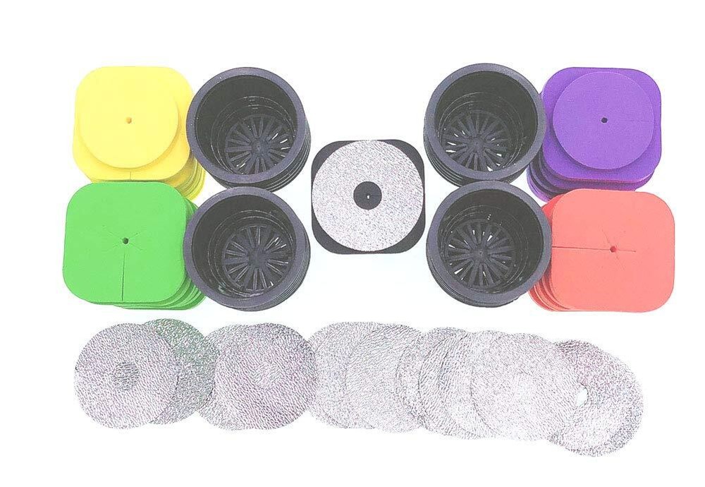 2-Layered Clone Collars with Net Pots for DWC Systems 4-Colored Pack of 25