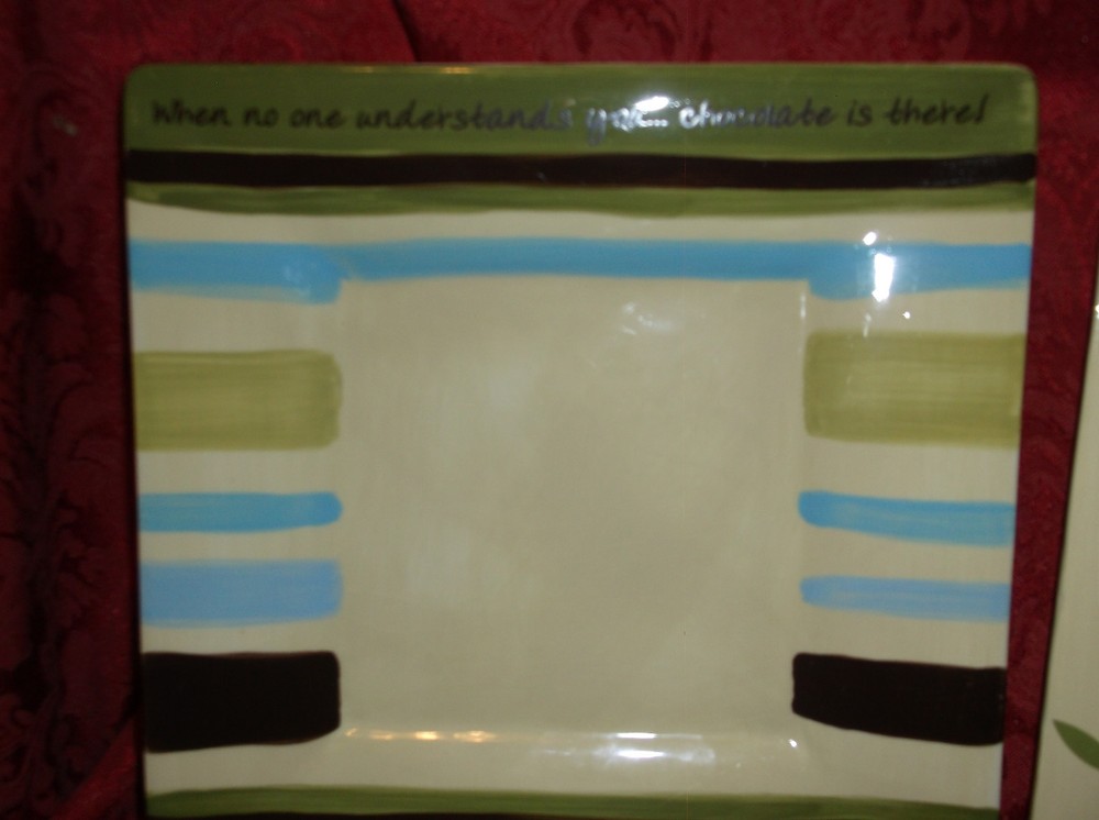 2 CHOCOLAT PLAIN JANE SQUARE DESSERT PLATES